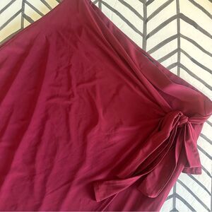 NWT 21 Saints Size L Midi Length Maroon Asymmetrical Faux Wrap Skirt